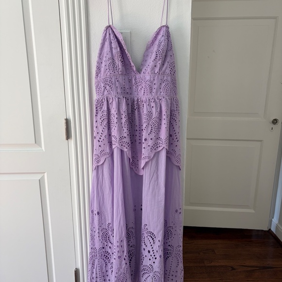 Lilac woven backless farm Rio dress - Picture 2 of 5